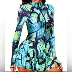 New. One Piece Style Long Sleeve Swimsuit/Dress. Real size M